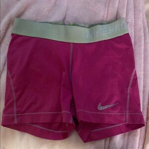 Nike Pink and Green Athletic Shorts